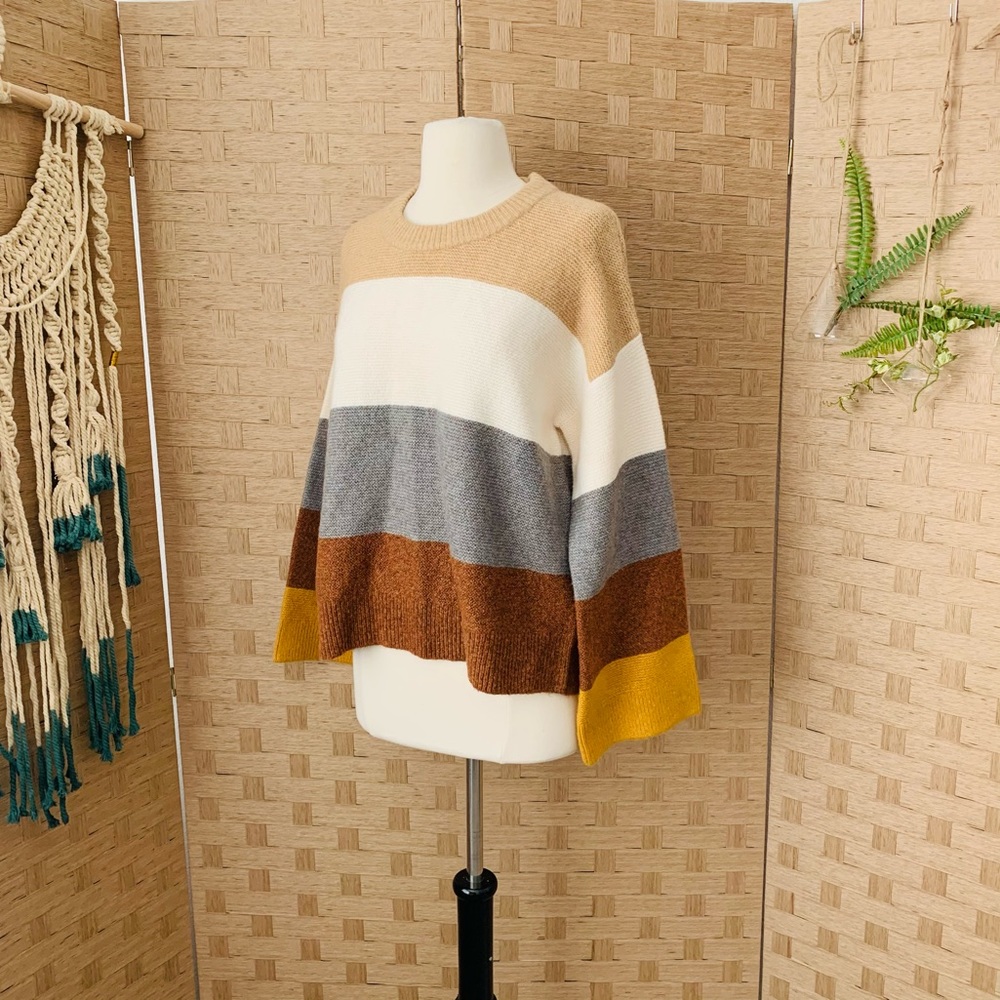 Madewell Color Block Stripe Sweater Size Medium - image 6